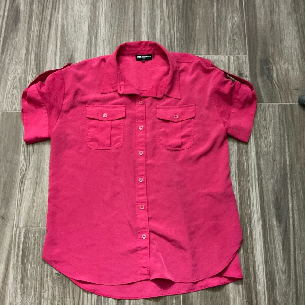 Karl lagerfeld Pink Button-Up Shirt Sz XL